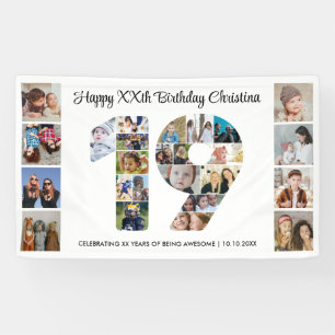 19. Geburtstagsfeier Nummer 19 Fotocollage Banner