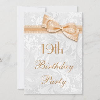 19. Geburtstagsparty Damask and Imitats Bow Einladung