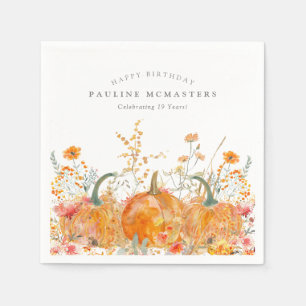 19. Happy Geburtstag Pumpkin Wildblume Custom Serviette