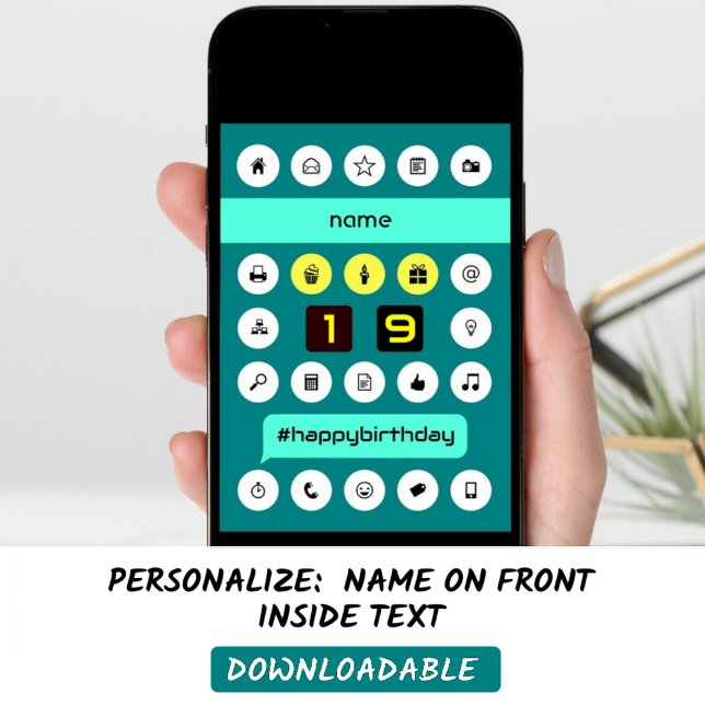 19. Hashtag Computing Geburtstag hinzufügen Karte (Von Creator hochgeladen)