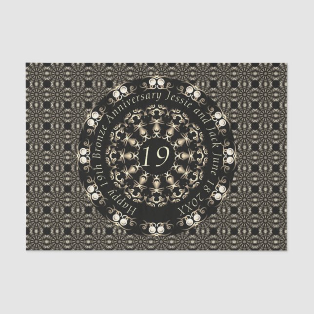 19. Hochzeitstag Mandala Medallion Text Seidenpapier (Vorderseite)