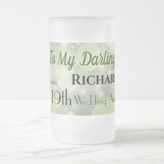19. Hochzeitstag Mattglas Bierglas (Mittel)