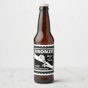 19. Hochzeitstag mit Händen Bierflaschenetikett