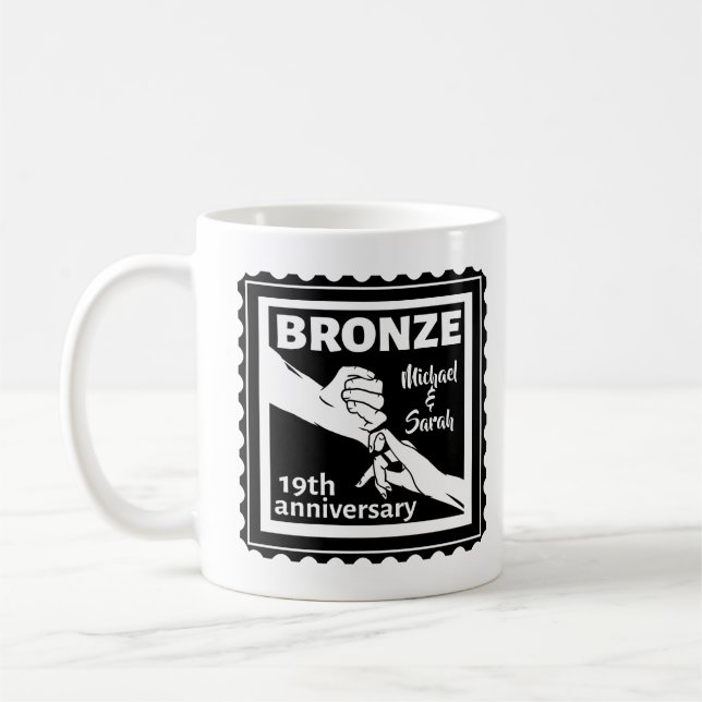 19. Hochzeitstag mit Händen Kaffeetasse (Links)