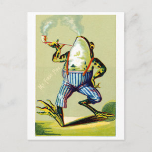19. Jh. Pfeife rauchender Frosch Postkarte