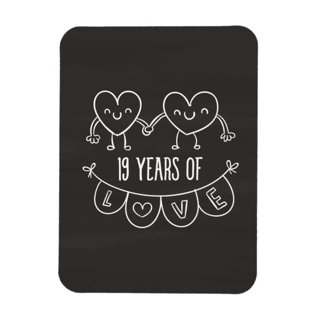 19. Jubiläum Geschenk Chalk Herzen Magnet (Vertikal)