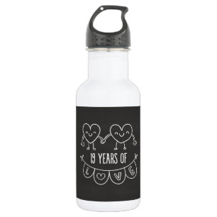 19. Jubiläum Geschenk Chalk Herzen Trinkflasche