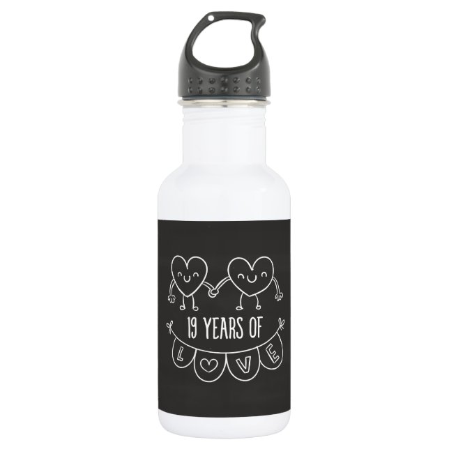 19. Jubiläum Geschenk Chalk Herzen Trinkflasche (Vorderseite)