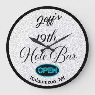 19. Loch Bar Personalisiert Golf Ball Design Bar Große Wanduhr