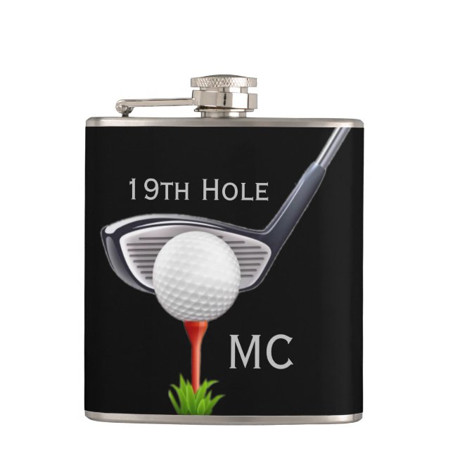 19. Loch Mit Monogramm Golfer Flachmann (Vorderseite)