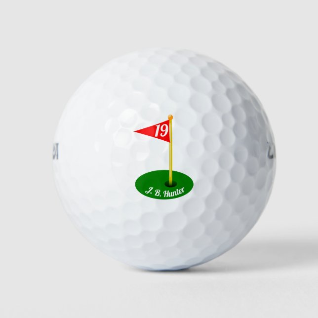 19. Loch und Text Golfball (Vorderseite)