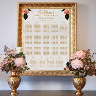19 Personen Sitzplan Hochzeit Marmor Kamelie Poster