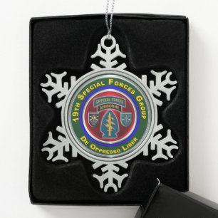 19. Special Forces Group Schneeflocken Zinn-Ornament