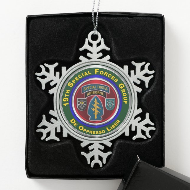 19. Special Forces Group Schneeflocken Zinn-Ornament (Box)