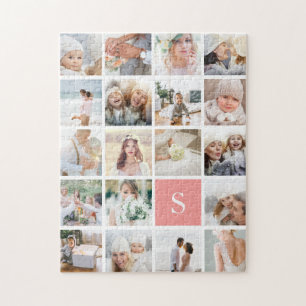 19 Square Foto Collage & Monogram Puzzle