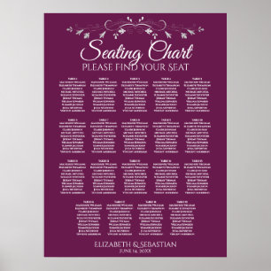 19 Tabelle Elegant Cassis Hochzeitsskala Poster