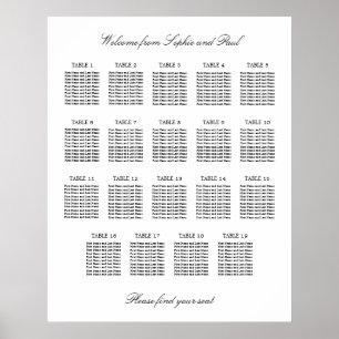19 Tabelle Elegantes Minimalistisches Sitzdiagramm Poster
