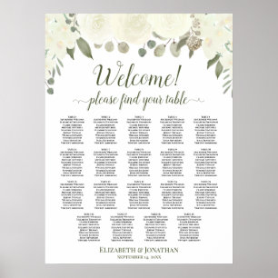 19 Tabelle Elfenbeinweiße Rosen Hochzeitstabelle Poster