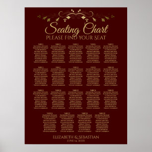 19 Tabelle Gold & Auburn Brown Hochzeitstabelle Poster