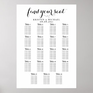 19 Tabelle Große Hochzeitgastsitzkarte Poster