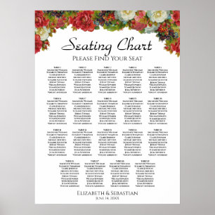 19 Tabelle Vintag Fall Floral Hochzeitskarte Poster