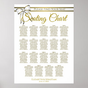 19 Tabelle White & Gold Ribbon Hochzeitstabelle Poster