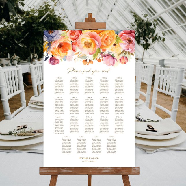 19-Tisch-Frühlings-Blumen-Hochzeits-Sitzplan Poster (Von Creator hochgeladen)