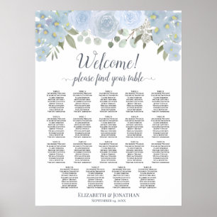 19-Tisch-Staubblau-Rosen-Boho-Chic-Sitzordnung Poster
