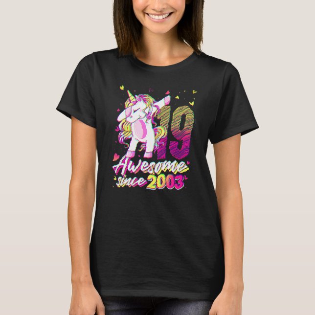 19 Years Old Unicorn Dabbing 19th Birthday Unicorn T-Shirt (Vorderseite)