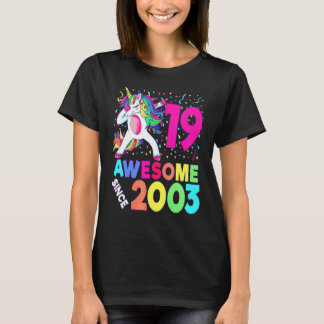 19th Birthday Dabbing Unicorn Party  19 Years Old  T-Shirt