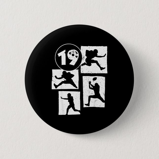 19th Birthday Retro American Football 19 Years Old Button (Vorderseite)