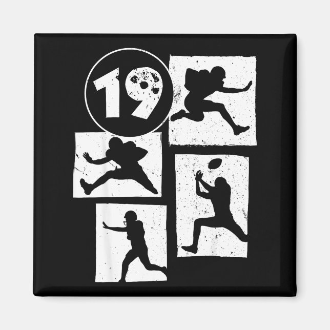 19th Birthday Retro American Football 19 Years Old Magnet (Vorne)