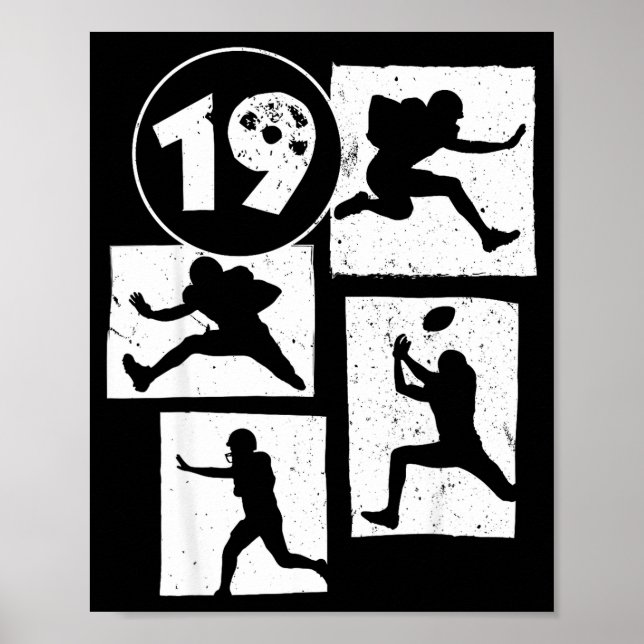 19th Birthday Retro American Football 19 Years Old Poster (Vorne)