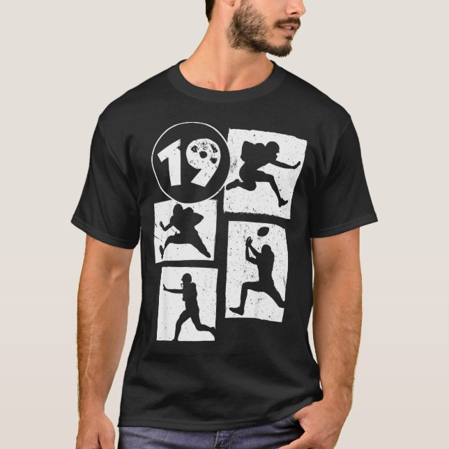 19th Birthday Retro American Football 19 Years Old T-Shirt (Vorderseite)