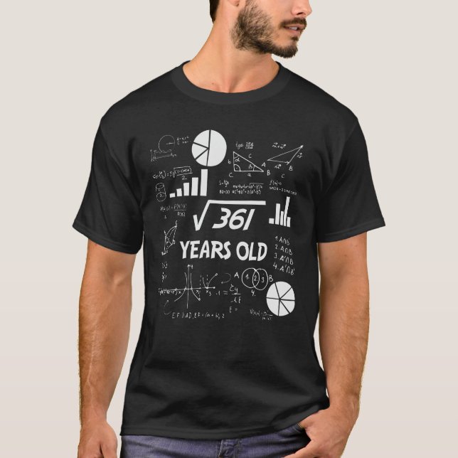 19th Birthday Square Root Math 19 Years Old Bday T-Shirt (Vorderseite)