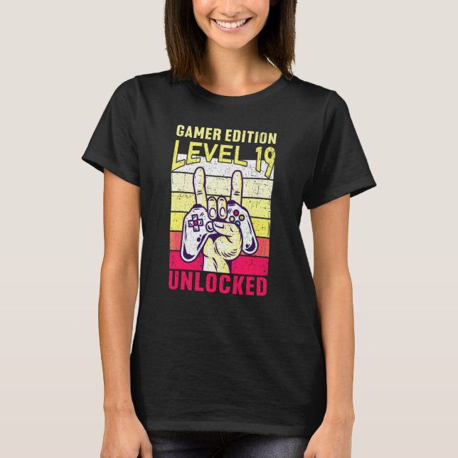 19th Birthday Video Gamer Edition Level 19 Unlocke T-Shirt (Vorderseite)