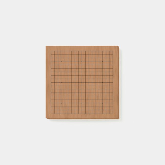 19x19 Miniatur Goban Brown Wood Grain Post-it Klebezettel (Vorderseite)