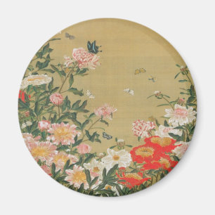 1. 芍 薬 群 図, 若 冲 Blume und Schmetterling, Jakuchu Magnet