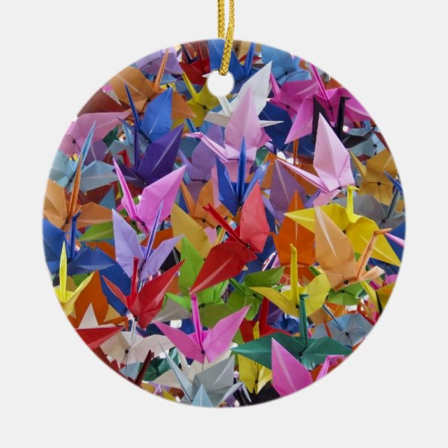 1.000 Origami Papierkran-Verzierung Keramik Ornament (Vorne)