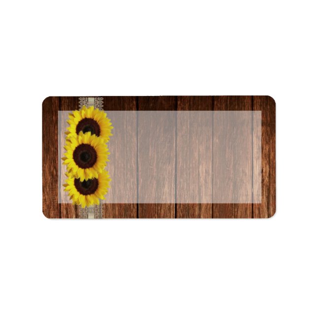 1.25"x2.75" E-Mail-Adresse Land Sonnenblumen Holz Adressaufkleber (Vorne)