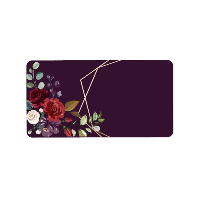 1.25"x2.75" E-Mail-Adresse Plum Lila Rose Gold Adressaufkleber (Vorne)