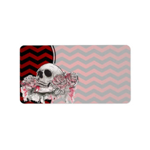 1.25"x2.75" E-Mail-Adresse Schädel Rose gegossen C Adressaufkleber