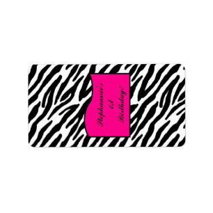 1,25"x2,75" Hershey's Miniatur Hot Pink Zebra Adressaufkleber