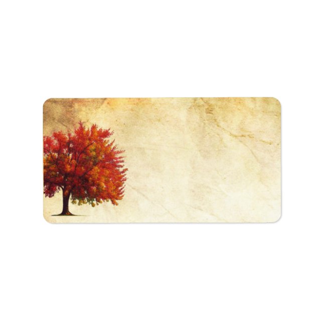 1.25"x2.75" Mailing Address Fall Tree Aged Paper Adressaufkleber (Vorne)