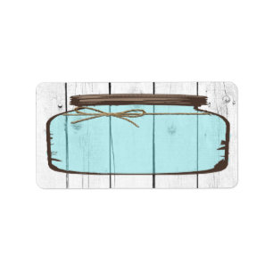 1.25"x2.75"Mailing Address Mason Jar Wood Count Adressaufkleber