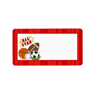 1,25"x2,75" Mailing-Adresse All-Star Rot Adressaufkleber