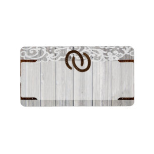 1.25"x2.75" Mailing-Adresse Pferdeschuhe auf Holz Adressaufkleber