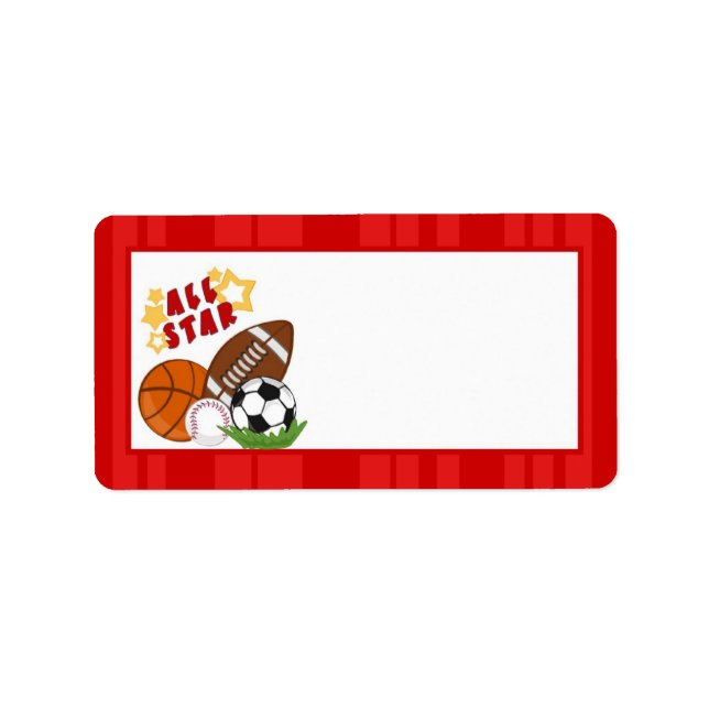 1.25"x2.75" Mailingadresse All-Star Red Adressaufkleber (Vorne)