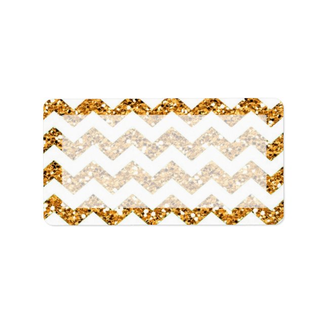 1.25"x2.75" Mailingadresse Gold Glitzer Zickzack Adressaufkleber (Vorne)