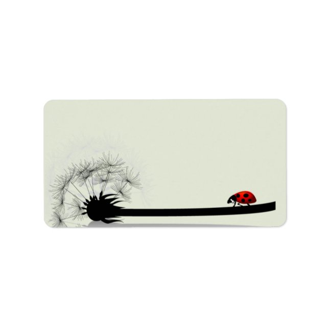 1.25"x2.75" Mailingadresse Lady Bug Dandilion Adressaufkleber (Vorne)